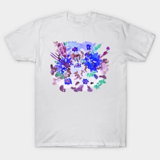 watercolor floral arrangement 2020 design in blue T-Shirt